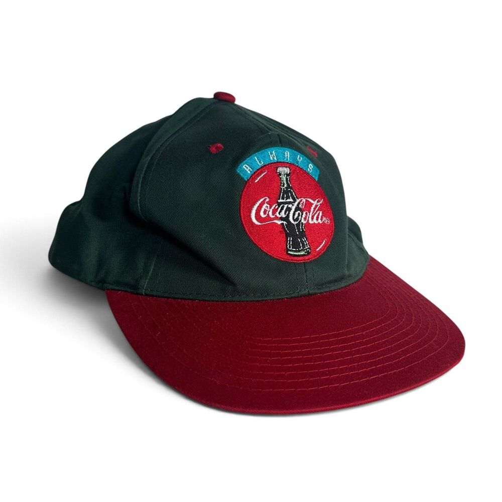 Vintage Coca-Cola Always Snapback Hat Red Green Black 90s Coke Baseball Dad Hat